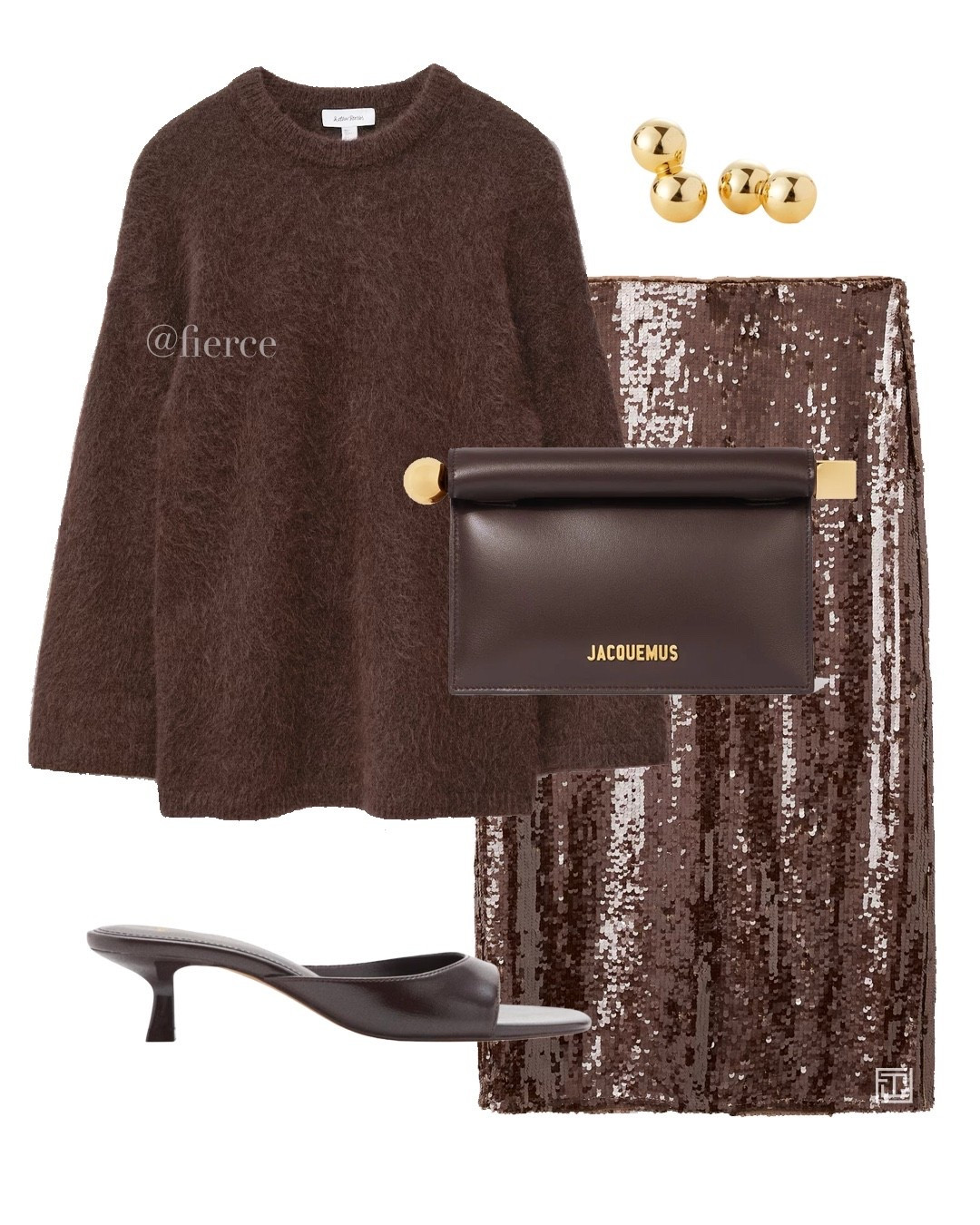 chocolate brown mohair jumper brown sequin skirt brown chocolate clutch bag brown heeled mules sandals evening dinner date night party nye christmas party look

#LTKdatenight #LTKuk #LTKpartywear