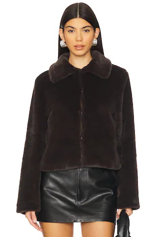 superdown Tianna Faux Fur Jacket in Espresso from Revolve.com | Revolve Clothing (Global)