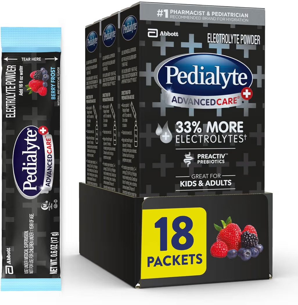 Pedialyte AdvancedCare Plus Electrolyte Powder, Has 33% More Electrolytes and PreActiv Prebiotics... | Amazon (US)