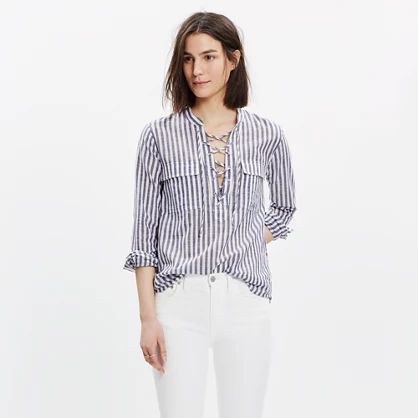 Striped Terrace Lace-Up Shirt | Madewell