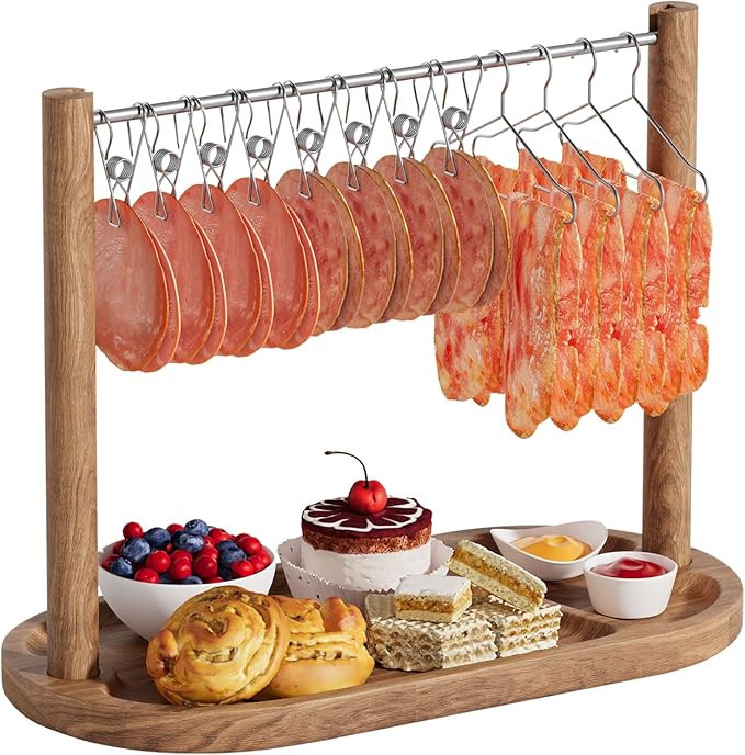Bacon Display Rack-Acacia Bacon Clothesline Serving Tray-Bacon Hanger-Exquisite Bacon Serving Dis... | Amazon (US)