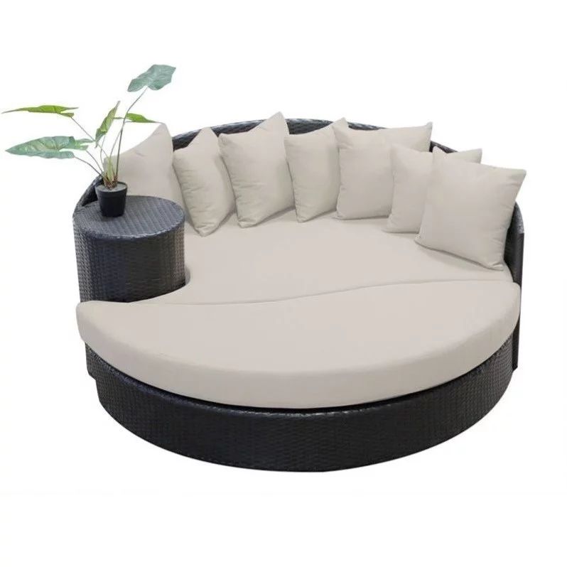 Bowery Hill Outdoor Wicker Circular Daybed in Beige | Walmart (US)