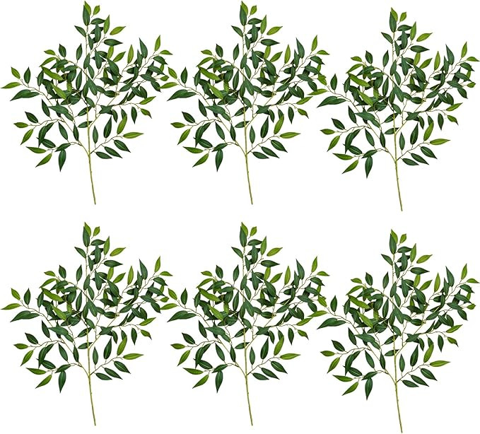 ZHIIHA 25.6in Artificial Plant Ruscus Greenery Stems Branches Leaf Spray for Wedding Garden Offic... | Amazon (US)