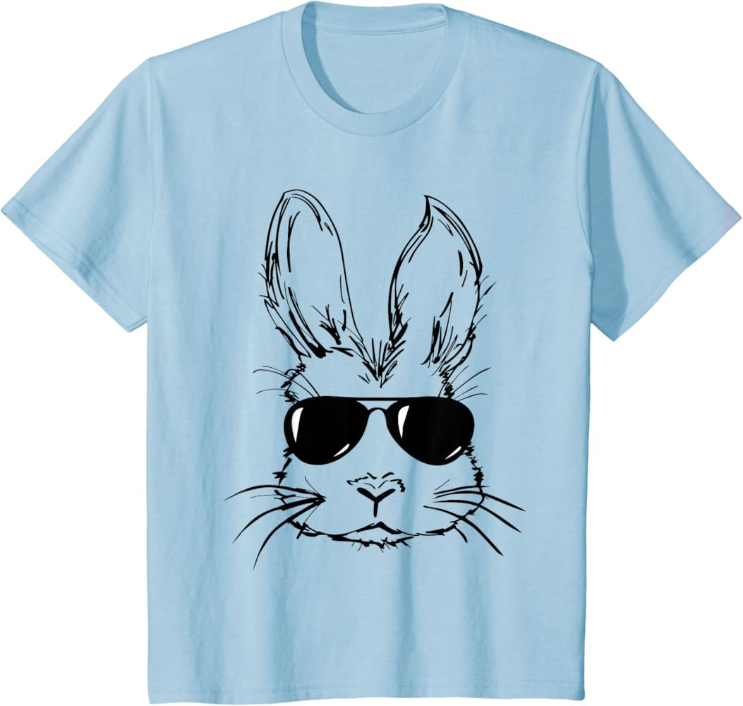 Easter Day Bunny Face With Sunglasses Men Boys Kids Easter T-Shirt | Amazon (US)