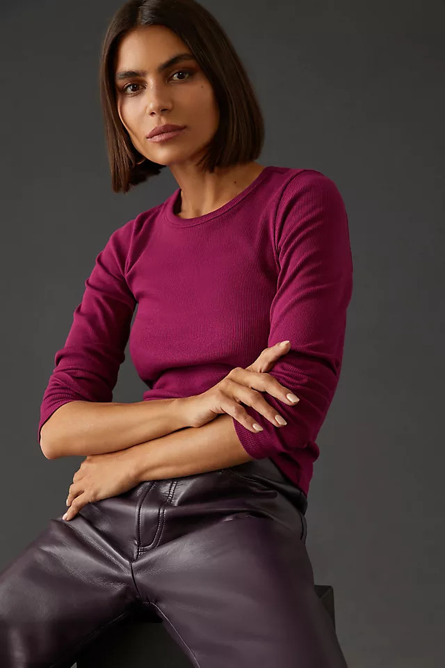 Maeve Long Sleeve Ribbed Baby Tee | Anthropologie (US)