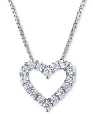 Macy's Star Signature Certified Diamond Heart Pendant Necklace (2 ct. t.w.) in 14k White Gold | Macys (US)