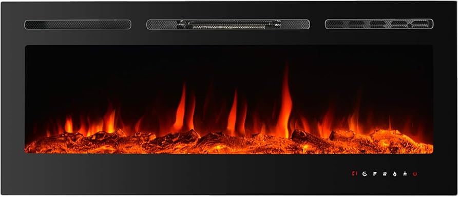 CharaVector Electric Fireplaces Recessed Wall Mounted Fireplace Insert 50 Inch Wide Heater LED Fi... | Amazon (US)