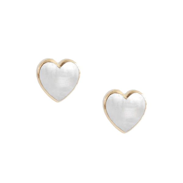 FRAICHE INSPIRE SWEETHEART STUDS - MOTHER OF PEARL & GOLD | So Pretty Cara Cotter