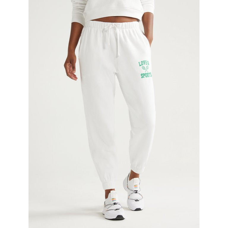 Love & Sports Women’s French Terry Graphic Jogger Pants, 26” Inseam, Sizes XS-XXXL | Walmart (US)