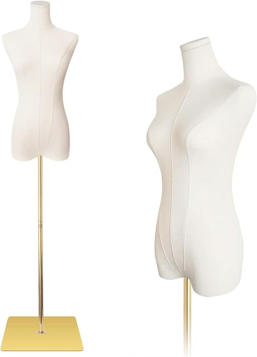 EaseHome Dress Form Mannequin Body, 50\u201d-70\u201dHeight Adjustable Female Beige Linen Fabric ... | Amazon (US)