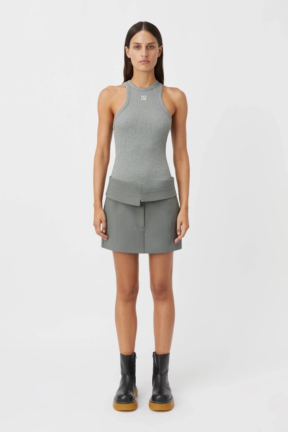 CAMILLA AND MARC Patterson Mini Skirt in Steel Grey. | Camilla and Marc