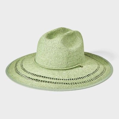 Paper Straw String Machine Weave Rancher Hat with Cotton Rope Band - Universal Thread™ Green | Target