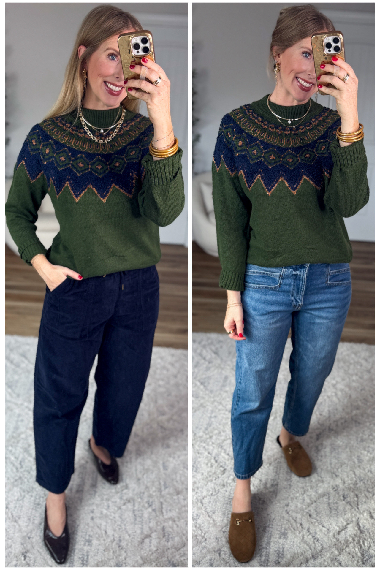 2 ways to wear this fair isle sweater from Walmart!