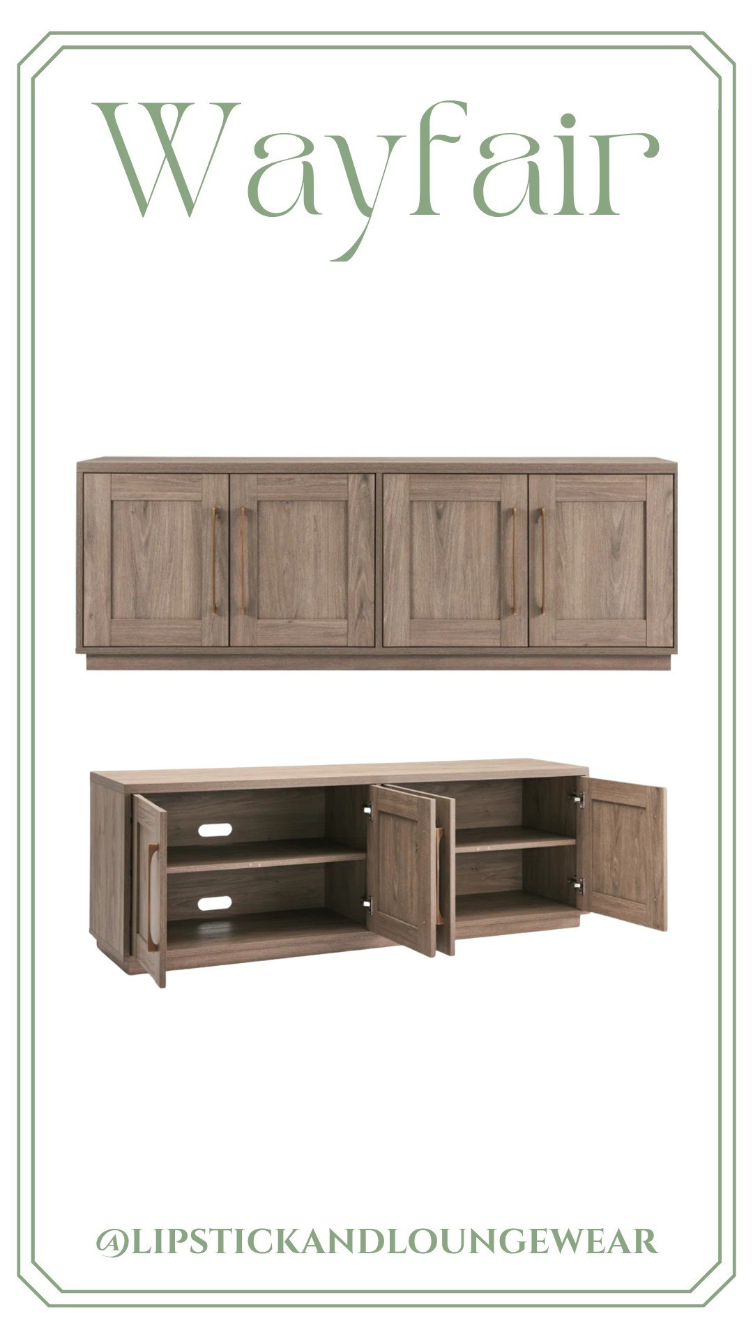 Looking for a new TV console, and I like the looks of this Wayfair one! 📺 Love the color of the wood. 

