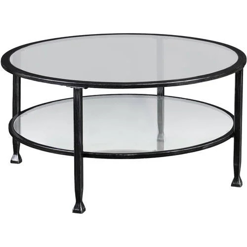 Jumpluff Metal/Glass Round Coffee Table, Black | Walmart (US)