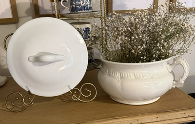 Antique/Vintage Ironstone Chamber Pot Lid Handle White Home Decor Admiral VP Co | eBay US