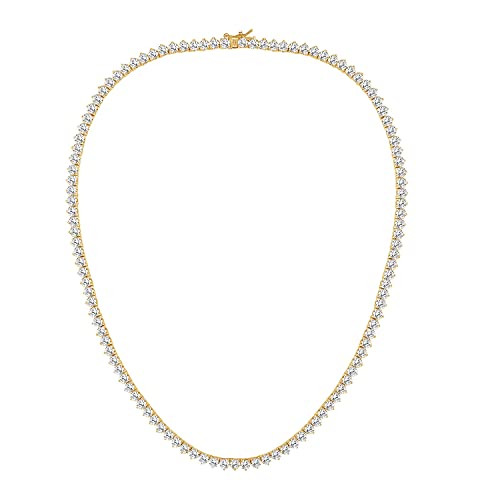 GMESME 3 Prong 18K White Gold Plated Cubic Zirconia Classic Tennis Necklace (16-24inch), 16 Inch, Gold Plated, Cubic Zirconia | Amazon (UK)