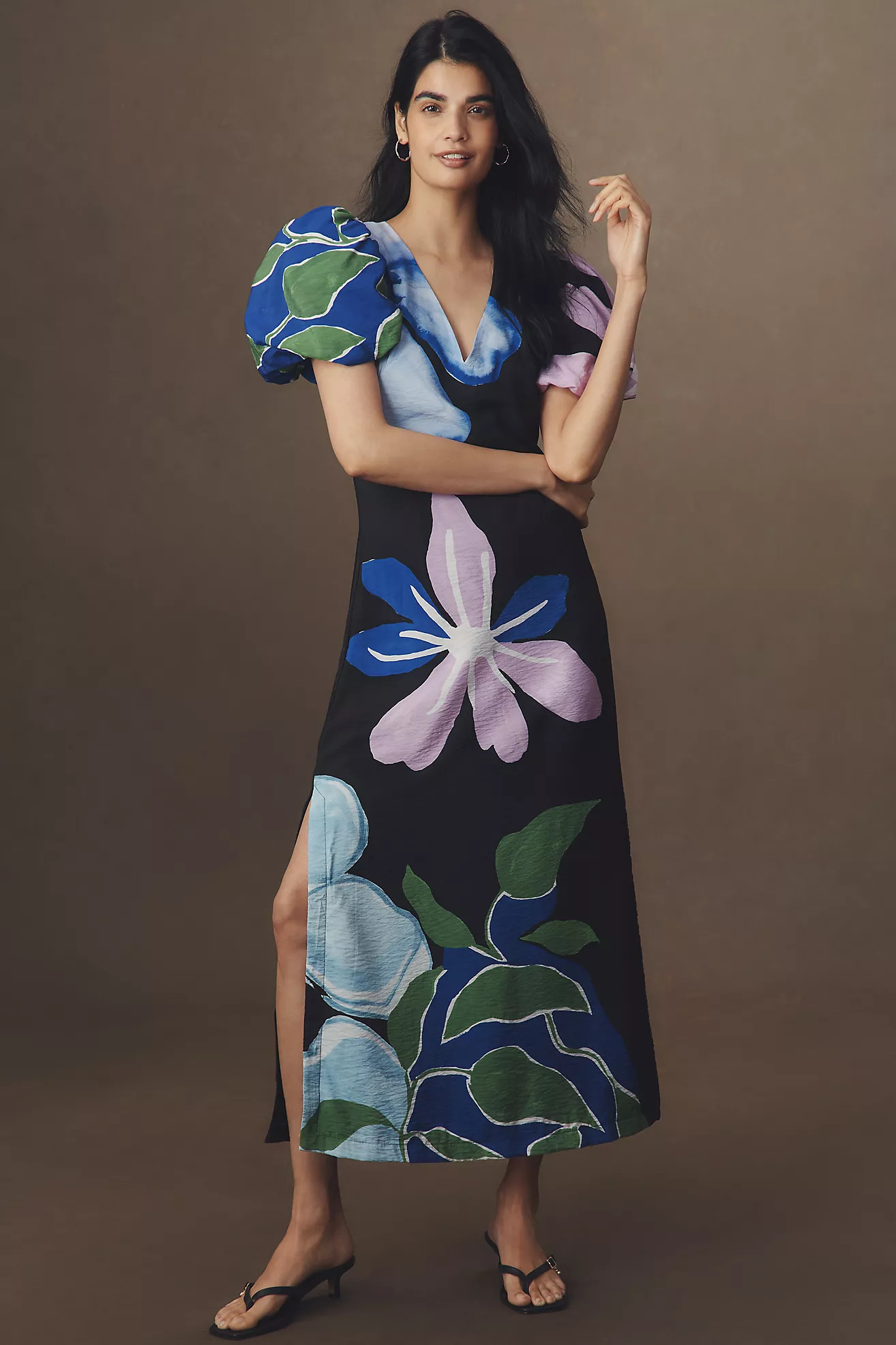 By Anthropologie Puff-Sleeve A-Line Maxi Dress | Anthropologie (US)