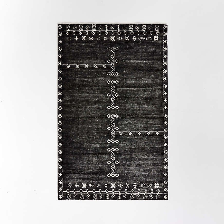 Erria Black Rug 5'x8' | Crate & Barrel