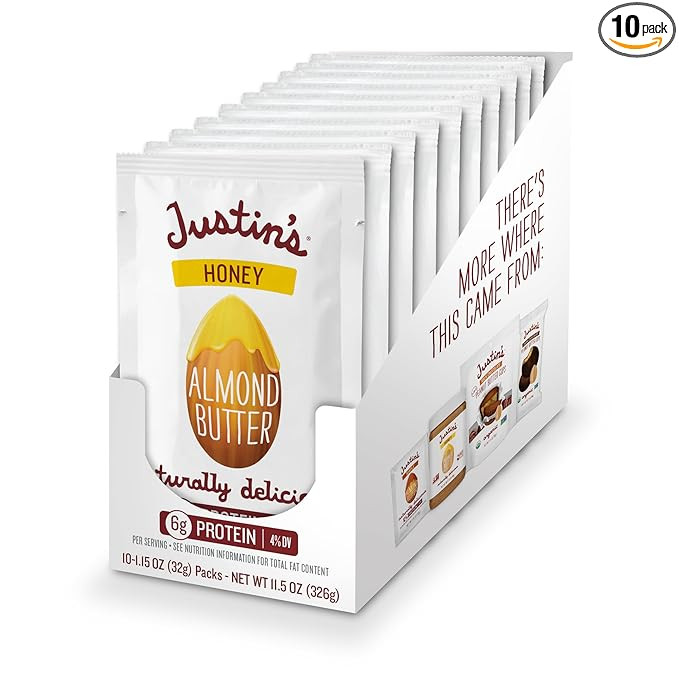 Justin's Honey Almond Butter Squeeze Packs, Gluten-free, Non-GMO, Sustainably Sourced, 1.15 Ounce... | Amazon (US)