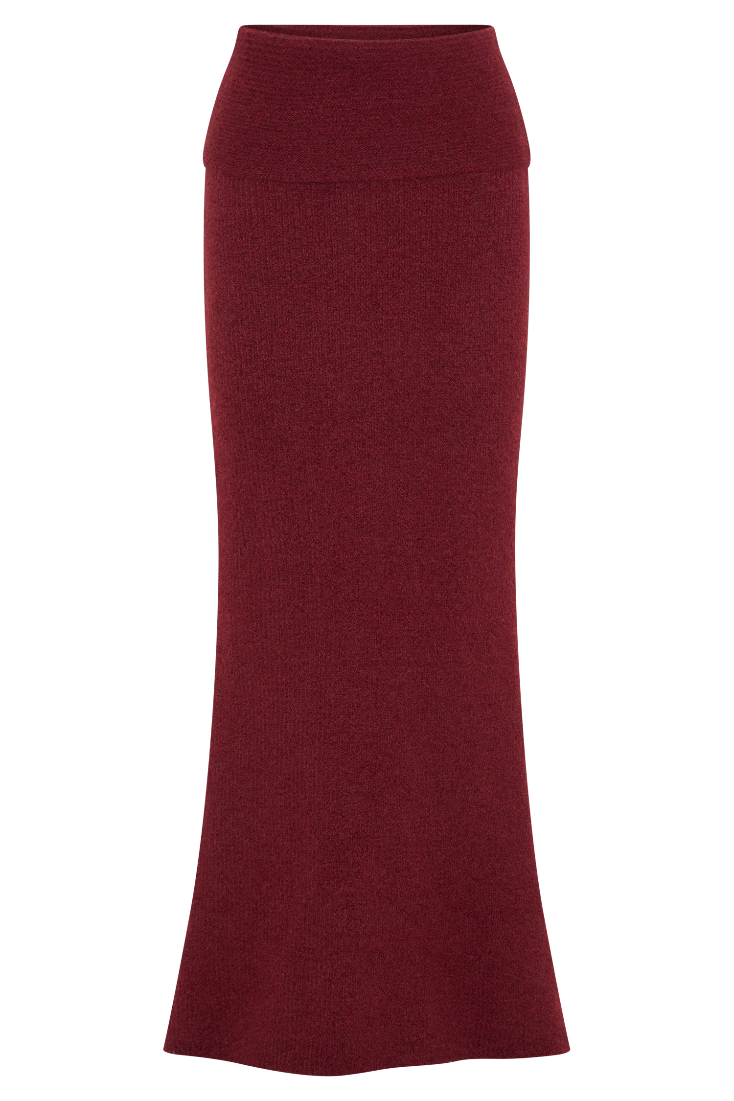 Charlotte Knit Maxi Skirt With Overlay - Merlot | MESHKI US
