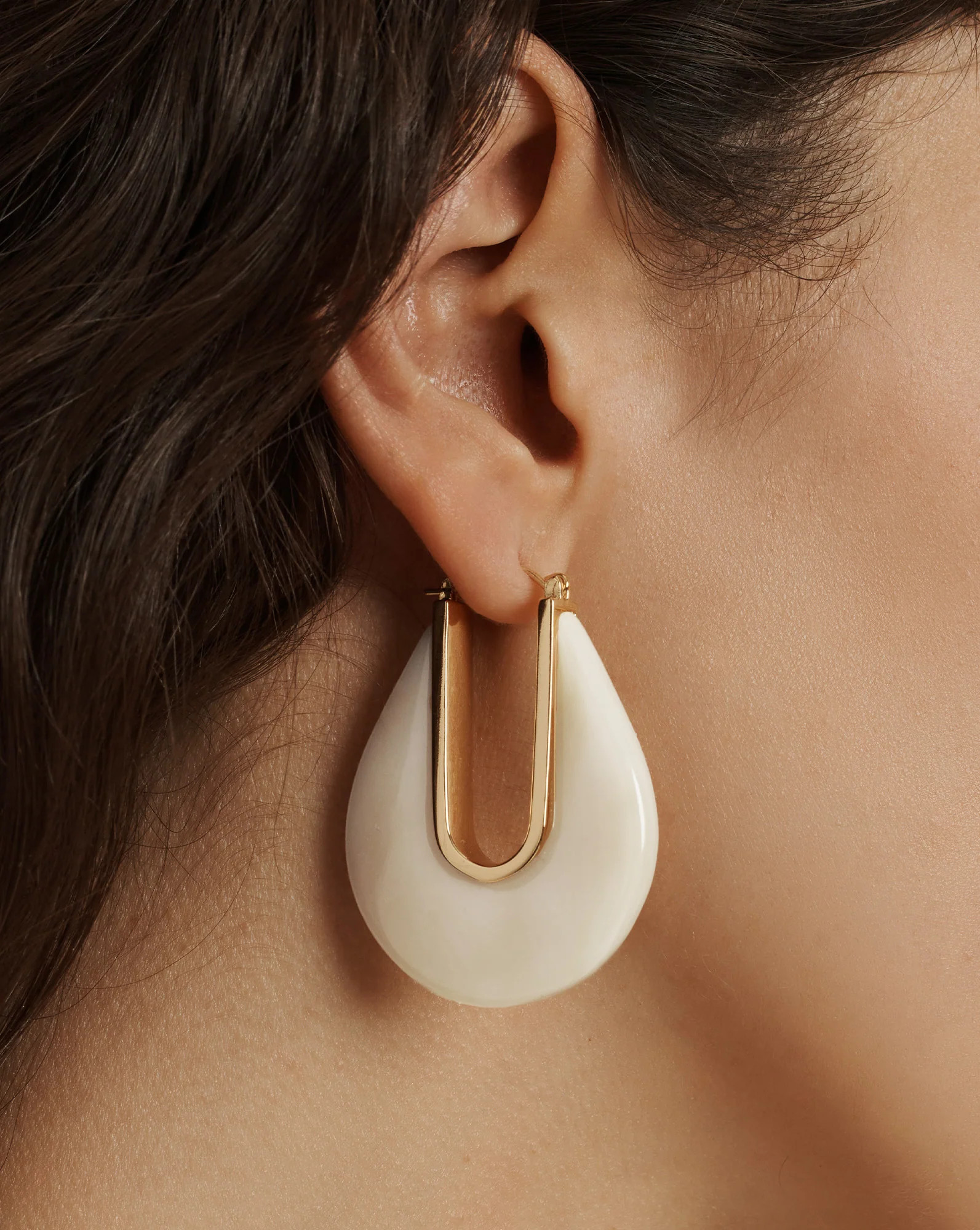 Resin Drop Hoop Earring in Ivory | Veronica Beard | Veronica Beard