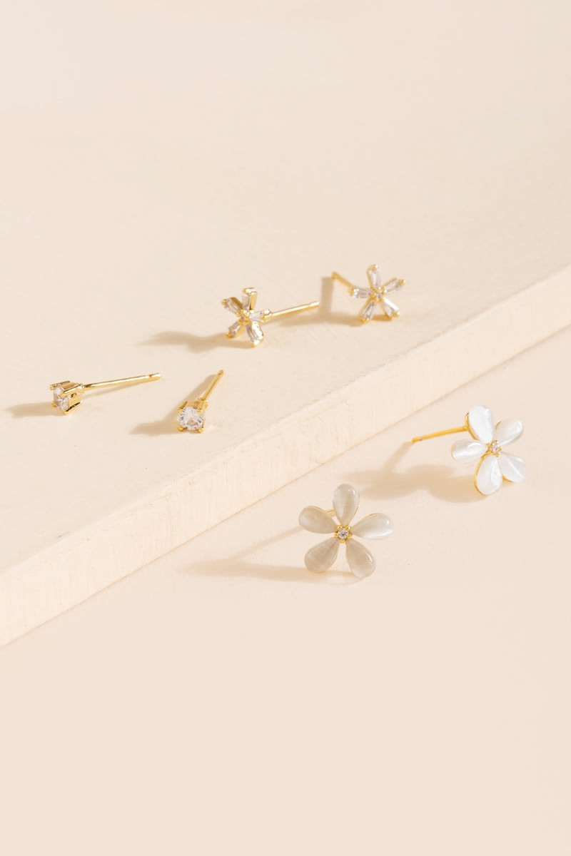 Kate Crystal Flower Stud Earring Set | Francesca's