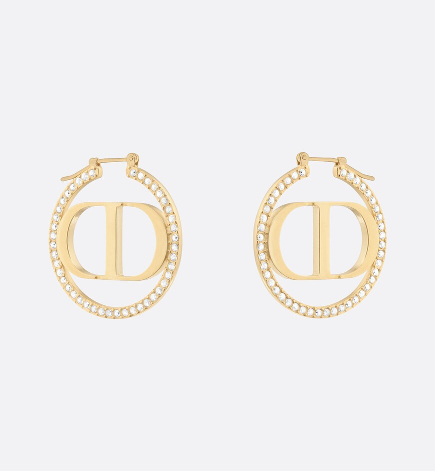 30 Montaigne Earrings Gold-Finish Metal and White CrystalsReference: E1760MTGCY_D301 | Dior Couture