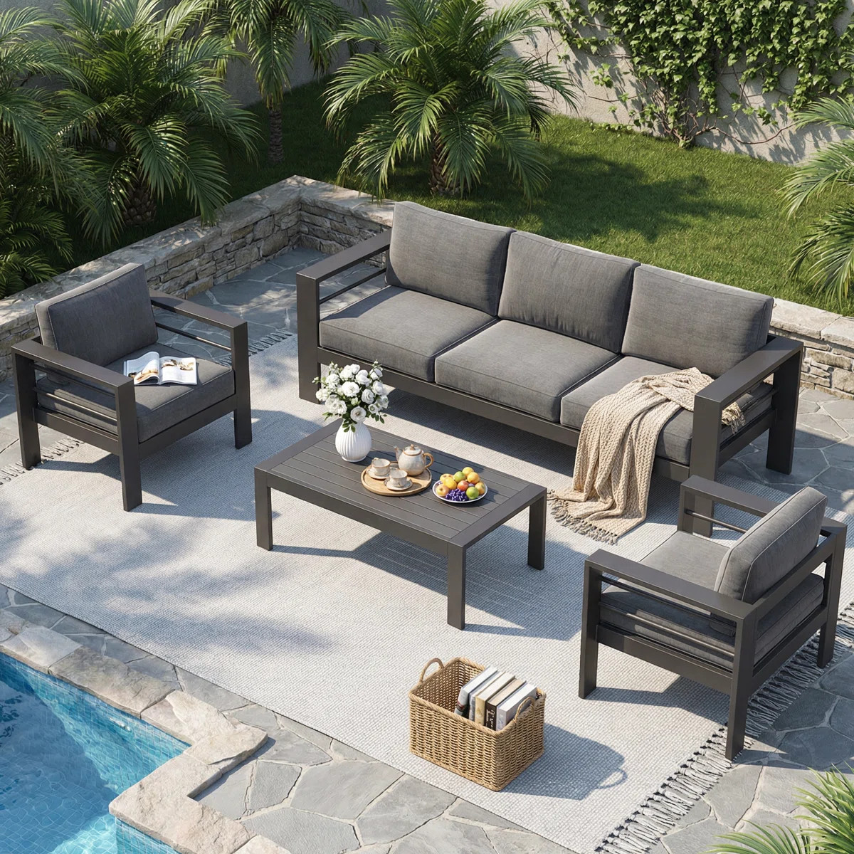 Brandtley 5 - Person Patio Conversation Set with Cushions | Wayfair North America