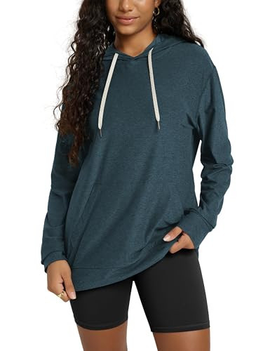ODODOS Women's Oversized Hoodie - Ultra Soft odSTRATUM Tech Pullover UPF 50+ Long Sleeve Tops with Kangaroo Pocket, Navy Heather, Large | Amazon (US)