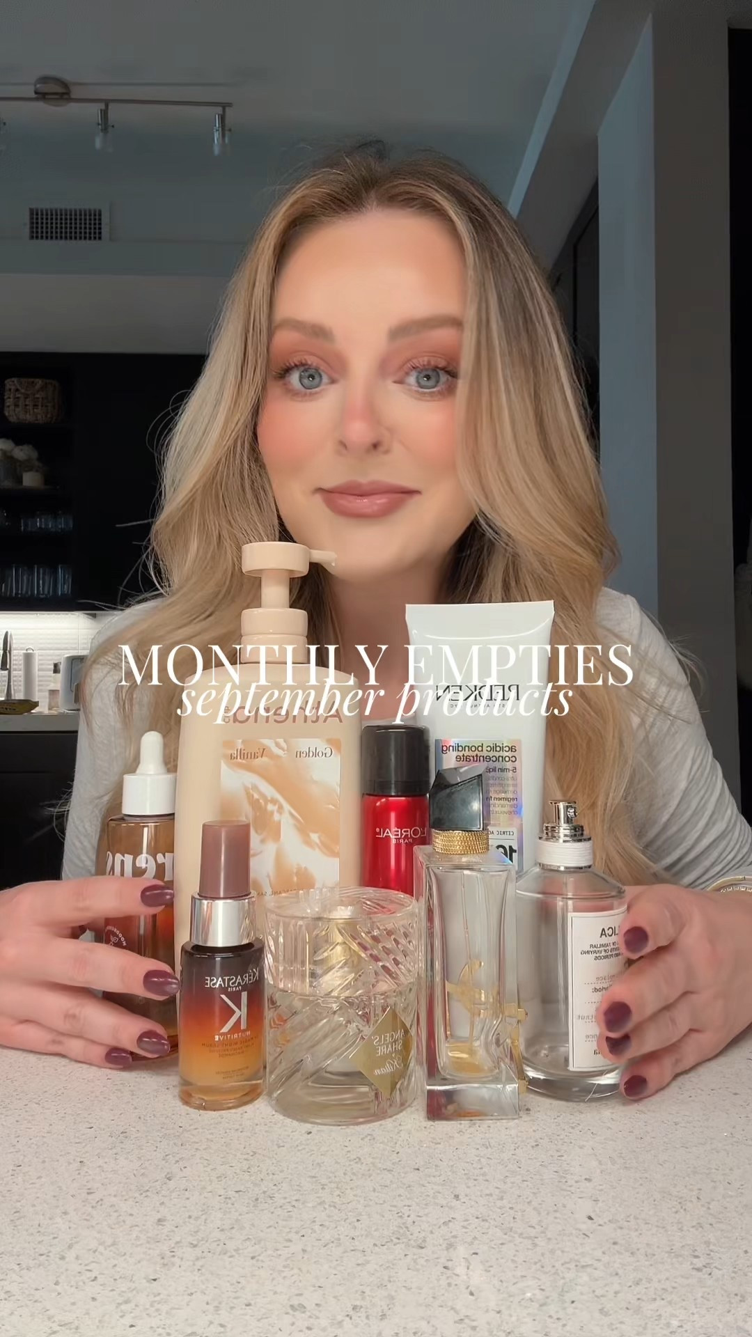 FULL VIDEO ON TIKTOK! Monthly empties all linked below 🥰🫶🏼

1. REPLICA By The Fireplace by Maison Margiela
2. Libre by YSL Beauty 
3. Angels’ Share by KILIAN PARIS 
4. Cashmere Vanilla Body & Hair Oil by FRENSHE & Ashley Tisdale 
5. Nutritive 8H Magic Night Serum Hydrating Treatment by Kérastase 
6. Acidic Bonding Concentrate 5 Minute Liquid Mask by Redken 
7. Golden Vanilla Body Wash by Athena Club 
8. Infallible 3-Second Setting Mist by L’Oréal Paris 
9. True Match Lumi Glotion & Makeup
Highlighter by L’Oreal Paris 
10. Suntouchable Whoa Glow SPF 30 by elf cosmetics 
11. Glowgasm Beauty Light Wand in Pinkgasm by Charlotte Tilbury 
12. Double Standard Primer & Mascara Duo by DIBS BEAUTY 
13. Peel Off Lip Liner STAY-N in HEY-zel, MUAH-ve, and p-INKED by SACHEU  
14. Overnight Lip Mask in Vanilla by MCo Beauty 
15 & 16. Redness Reliever Eye Drops and Lash & Brow Serum by LUMIFY
17. C15 Super Booster by Paula’s Choice 
18. Leave-In Conditioner by OUAI 

#monthlyempties #monthlyfavorites #empties #emptiesreview #beautyreview 

#LTKBeauty
