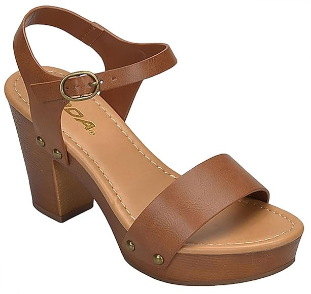 Women's Bold Buckles Studded Wedge Sandal | Amazon (US)