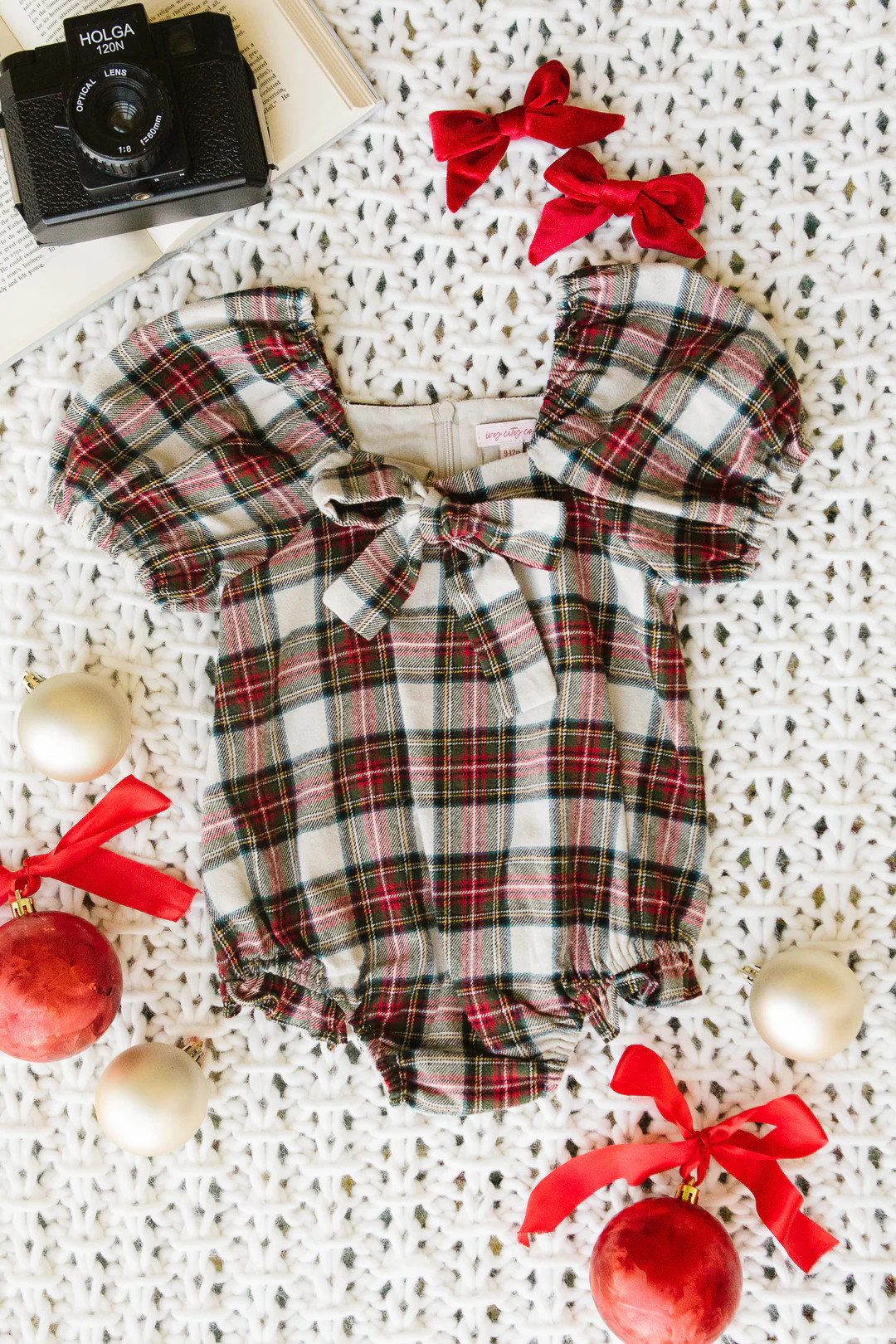Baby Merry Romper in Holiday Plaid | Ivy City Co