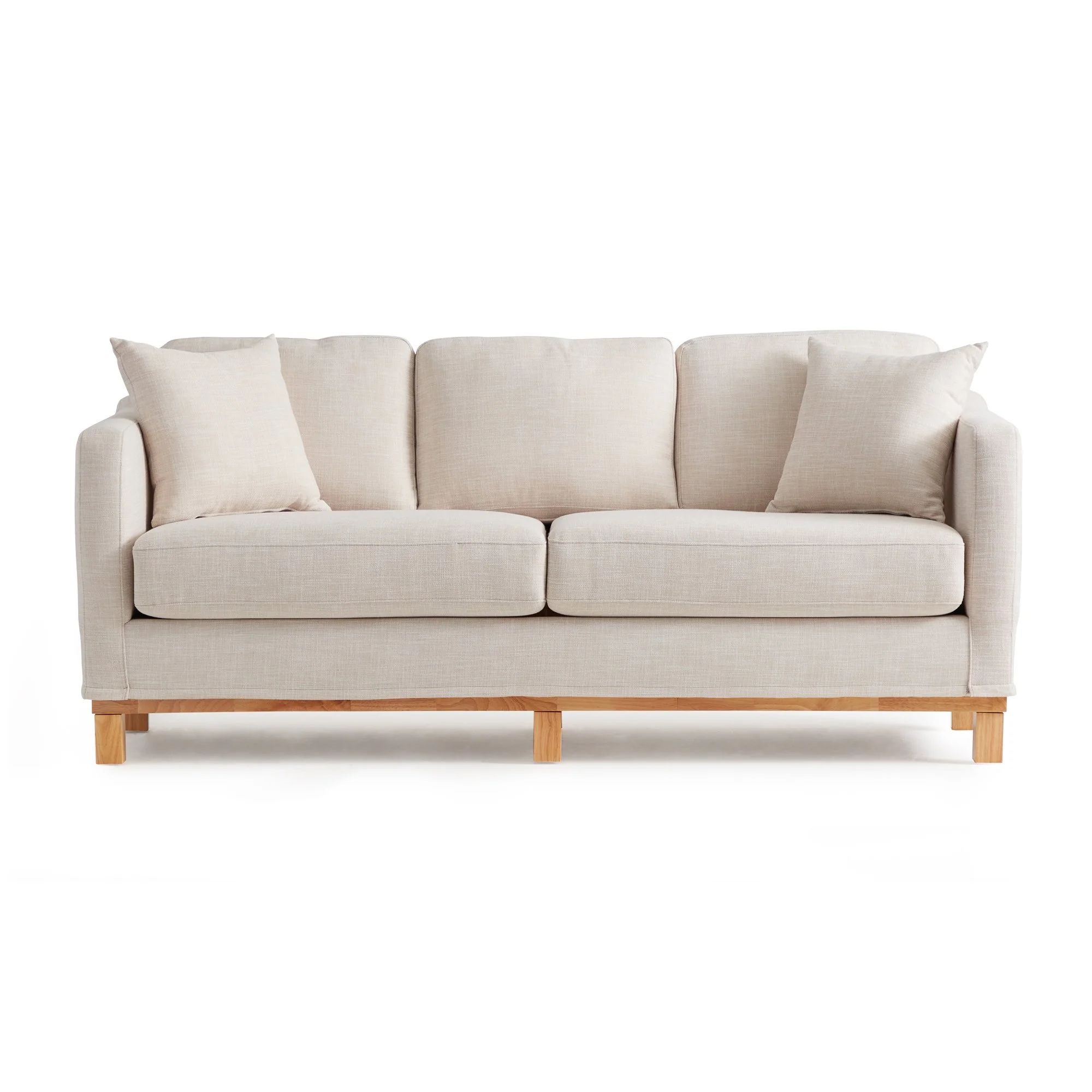 Mayview Upholstered Wood Base Sofa, Cream | Walmart (US)