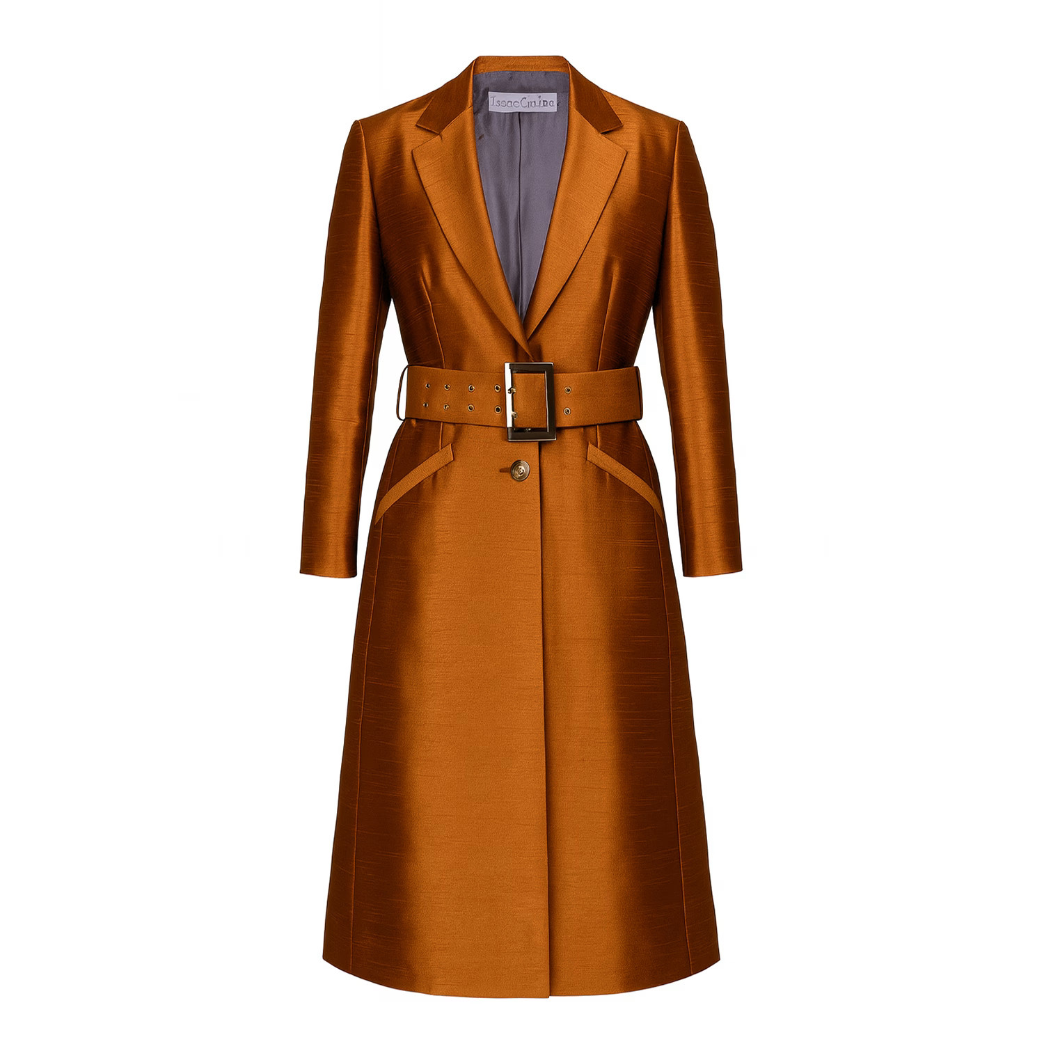 Handcrafted Silk Tailored Coat In Burnt Orange | Wolf & Badger
