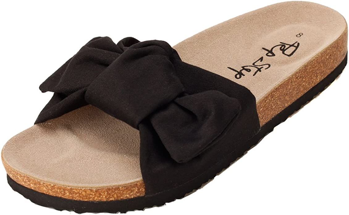PepStep Slide Sandals for Women/Cork Sole/Canvas Knot Bow/Womens Slides/Sandals for Women | Amazon (US)
