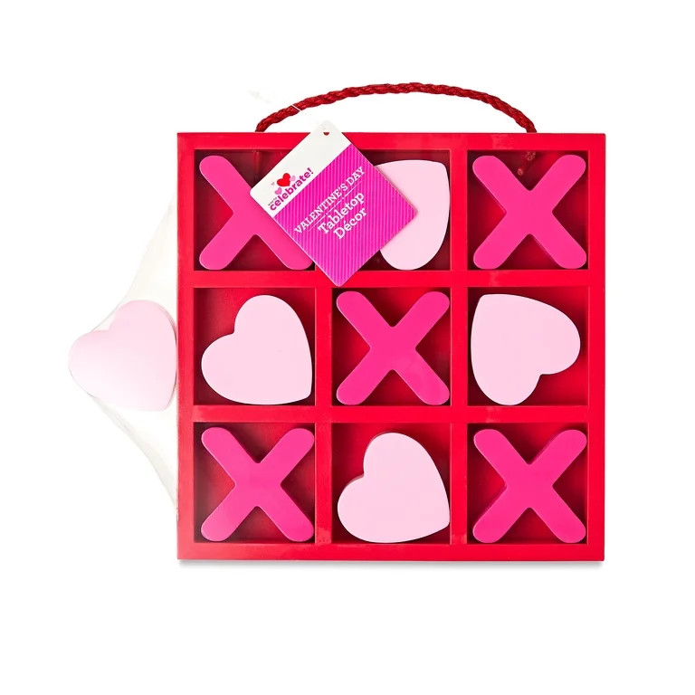 Valentine's Day Red & Pink Heart XOXO Tic Tac Toe Game Tabletop Decoration, 9.75", by Way To Cele... | Walmart (US)