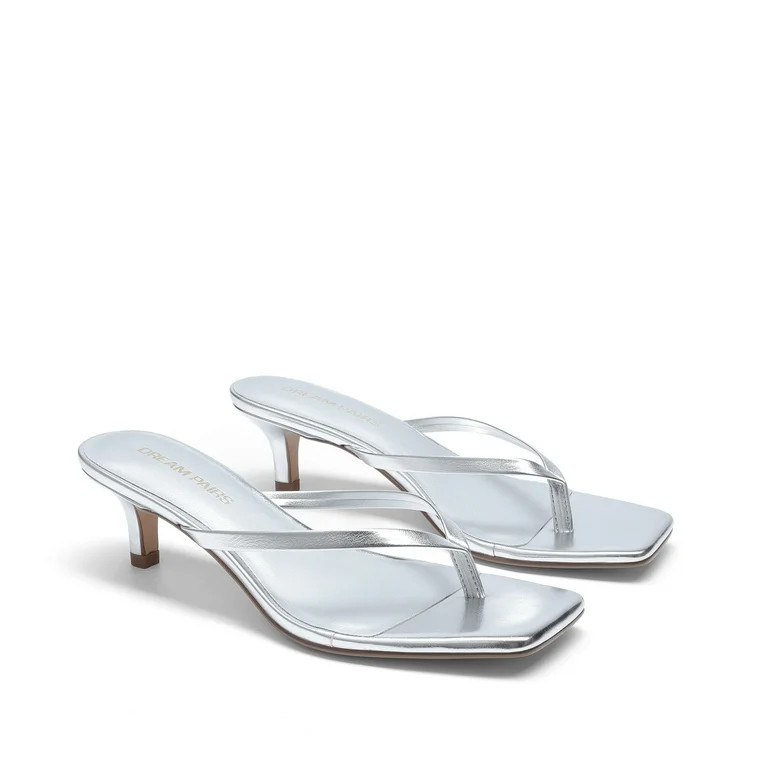 DREAM PAIRS Women’s Kitten Heel Flip Flop Sandals – Low Square Open Toe Thong Heels, 1.96-Inc... | Walmart (US)