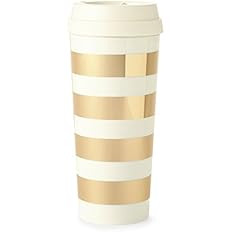 Kate Spade New York Thermal Travel Coffee Mug Tumbler, 16 Ounces, Gold Stripe | Amazon (US)
