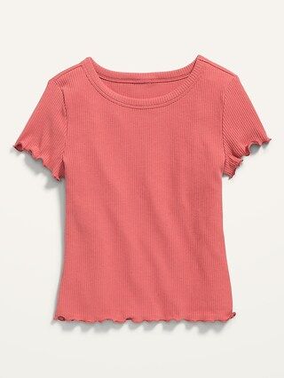 Short-Sleeve Rib-Knit Lettuce-Edge T-Shirt for Girls | Old Navy (US)