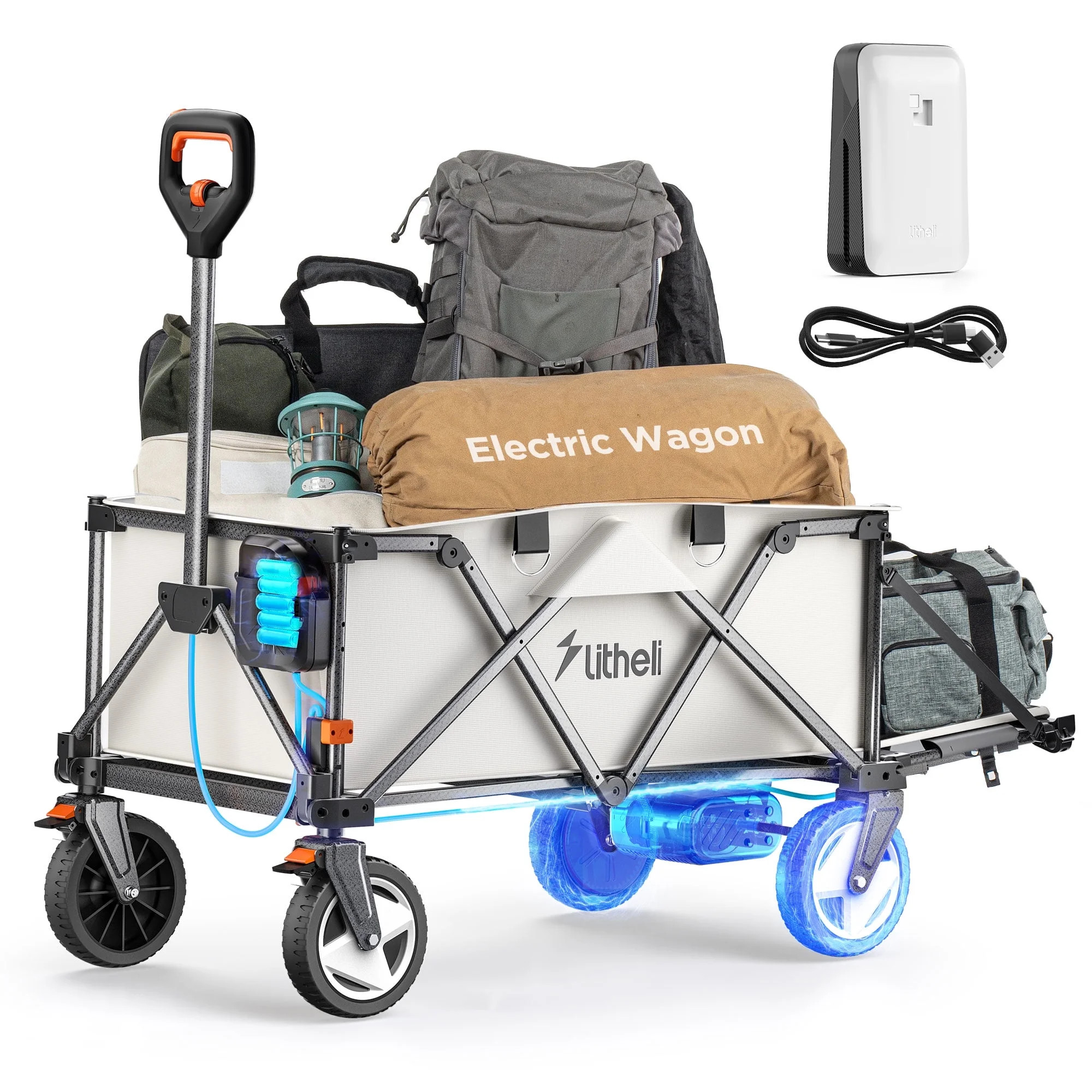 Litheli Electric Utility Wagon, Electric Drive, 200L, 8 Inch All Terrain Wheel, Foldable Wagon, W... | Walmart (US)