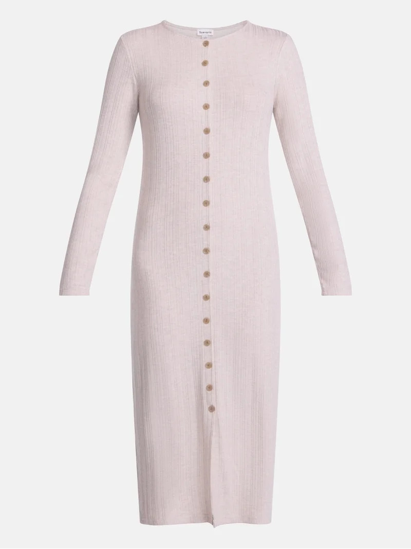 Scenario Women's Cardigan Midi Dress with Long Sleeves, Sizes XS-XXXL | Walmart (US)