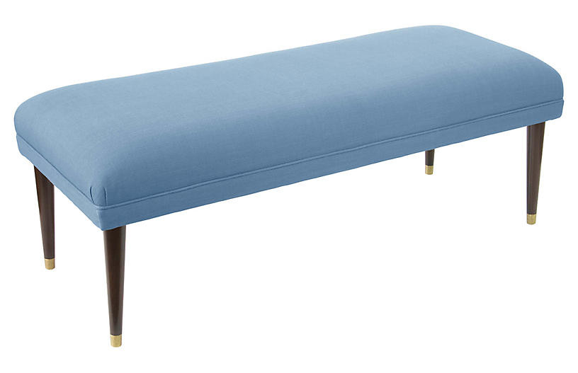 Alameda Bench, French Blue Linen | One Kings Lane
