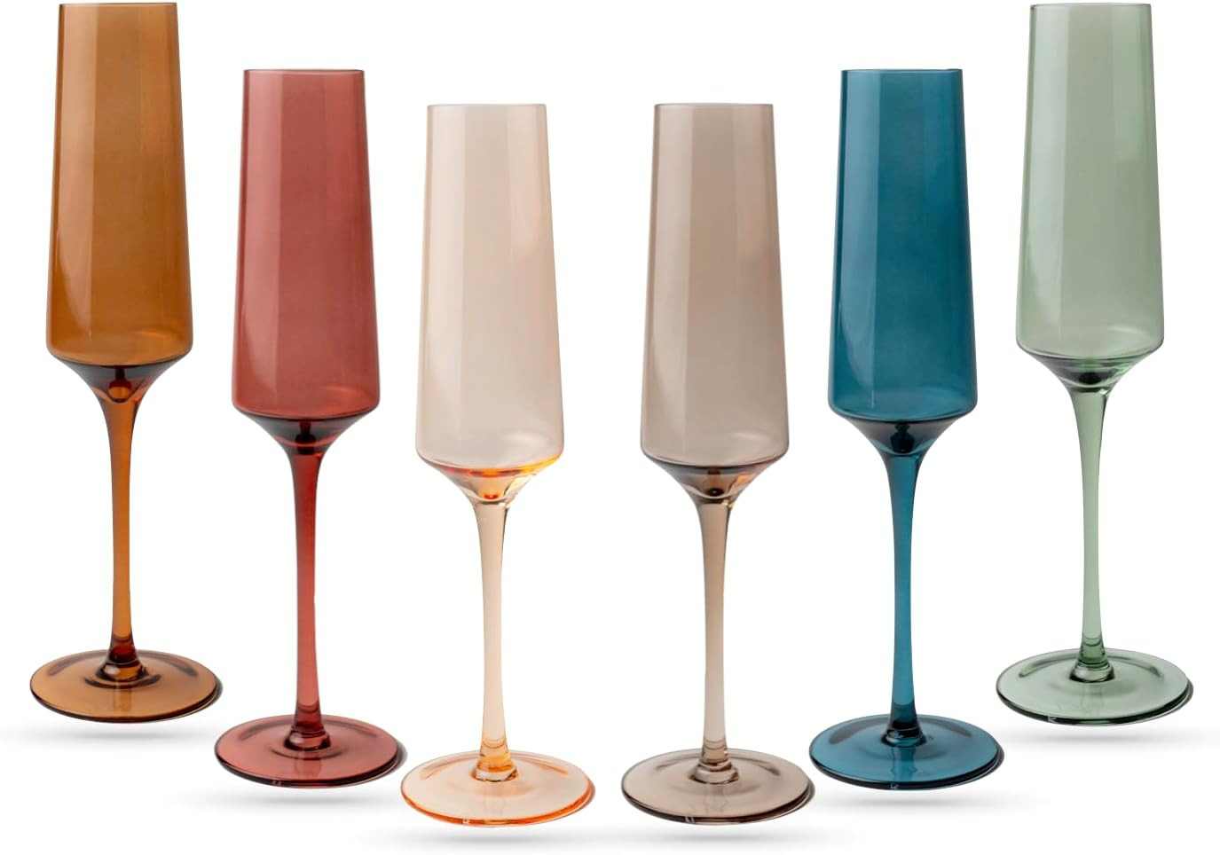 Saludi Colored Champagne Flutes - As Seen on 'Bachelor in Paradise' - 7oz (Set of 6) Stemmed Mult... | Amazon (US)