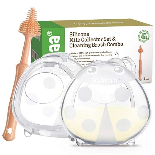 Haakaa Breast Shells with Cleaning Brush Breastmilk Collector for Breastfeeding Silicone Milk Cat... | Amazon (US)