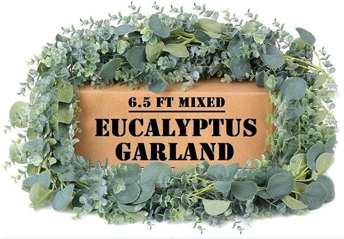 DREATIVE CO Mixed Artificial Eucalyptus Garland 6.5ft - Eucalyptus Vines - Faux Greenery Garland ... | Amazon (US)