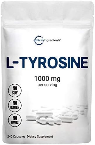 Plant Based L Tyrosine Pills, 1000mg Per Serving, 240 Capsules, Premium Tyrosine Pre Workout Supp... | Amazon (US)