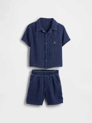 Baby & Toddler Crinkle Gauze Denim Outfit Set | Gap (US)