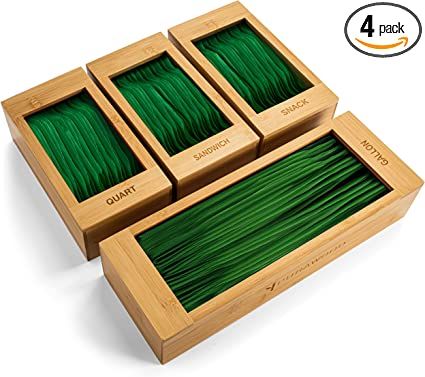 Purawood Ziplock Bag Storage Organizer - Natural Bamboo Organizer to Declutter Your Kitchen – E... | Amazon (US)