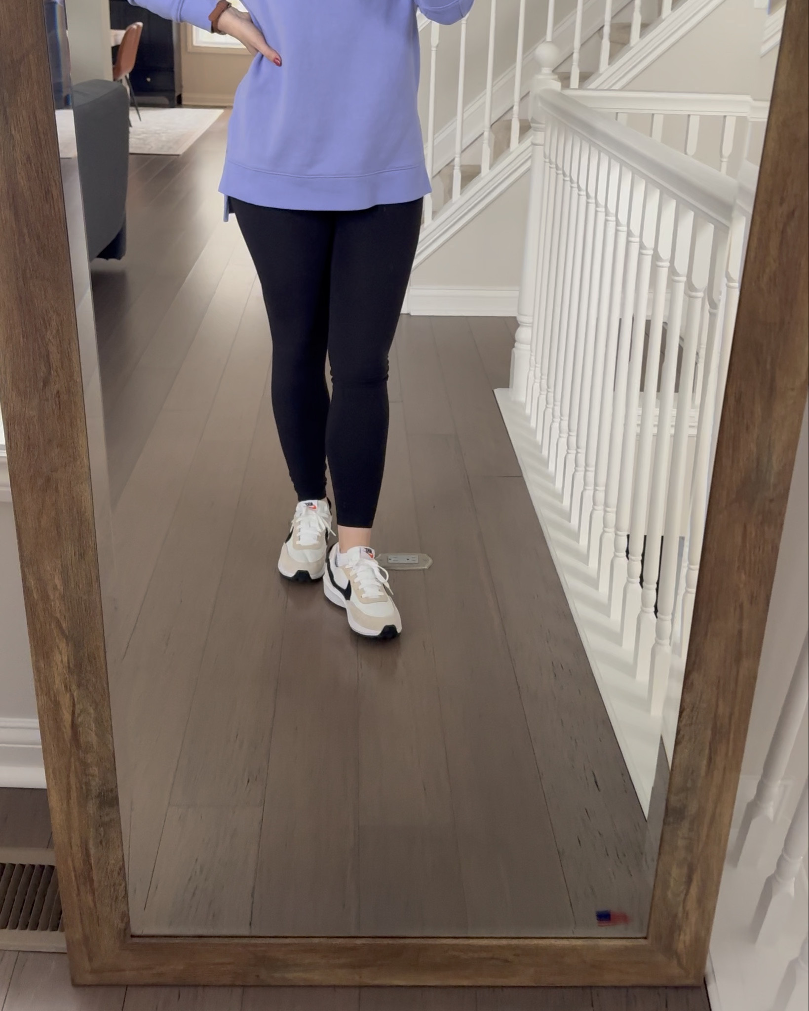 A LEGGING FRIENDLY sweatshirt that is super cute AND very affordable! (Currently on sale for around $16!!) 

#LTKSaleAlert #LTKFindsUnder50 #LTKTravel